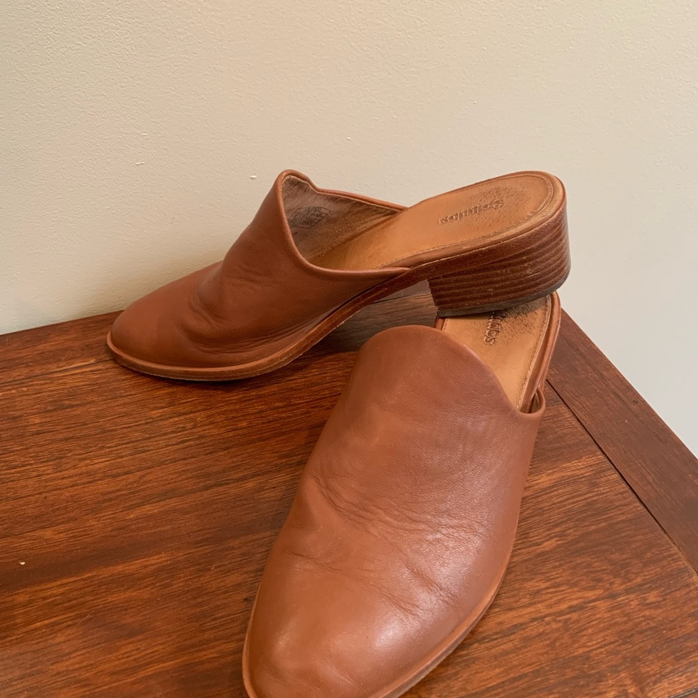 Elegant Brown Leather Mules with Open Back